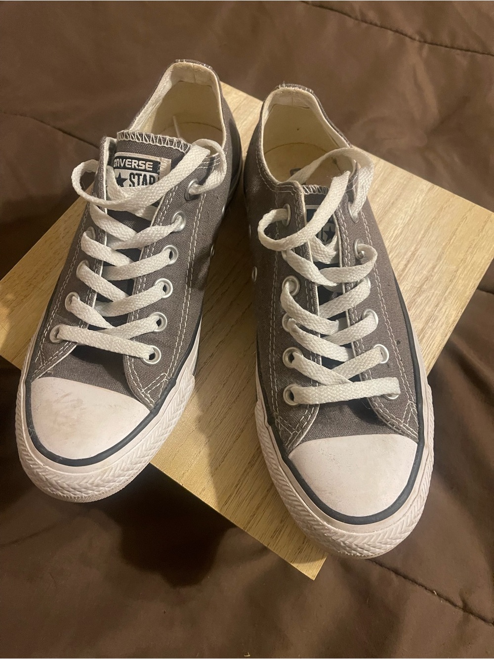 Women’s Converse Low Top Sneakers - Gray Canvas with White Accents